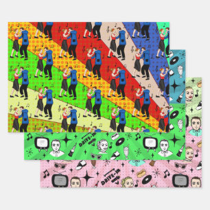 Nostalgic Retro 1950's Style Wrapping Paper Sheet
