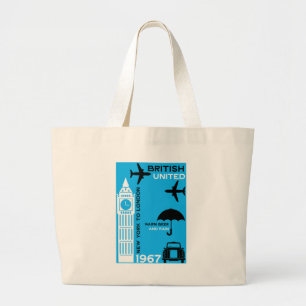Nostalgic Retro Airline Poster Large Tote Bag