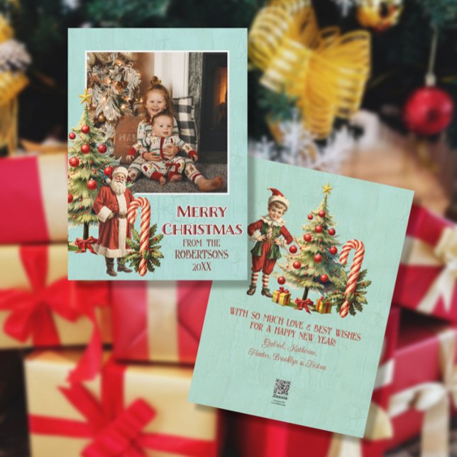 Nostalgic Retro Santa Claus Merry Christmas Photo Holiday Card (Creator Uploaded)
