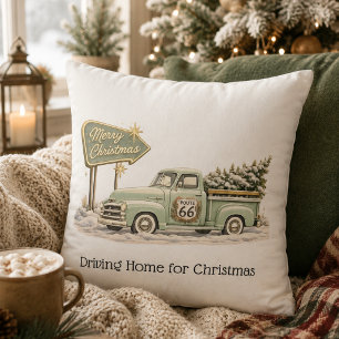 Nostalgic Sage Christmas Homecoming Throw Pillow
