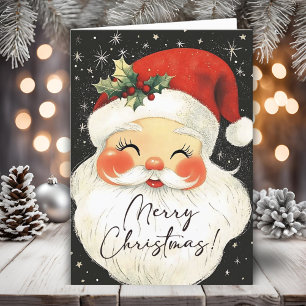 Nostalgic Santa Cute Merry Christmas Personalized Holiday Card