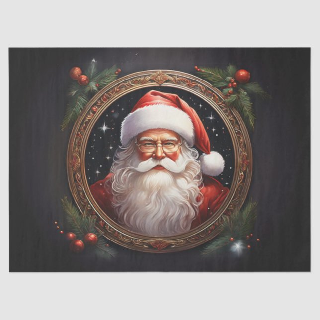 Nostalgic Santa in Golden Frame Decoupage Craft Pa Tissue Paper (Front)