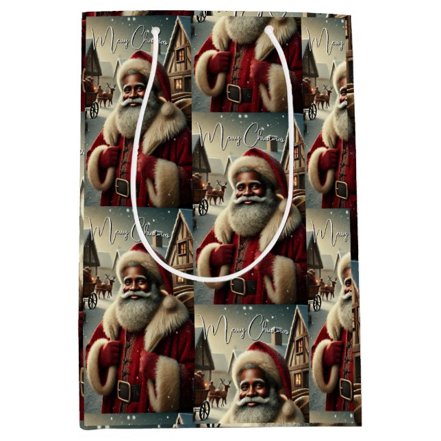 Nostalgic Santa  Medium Gift Bag (Front)