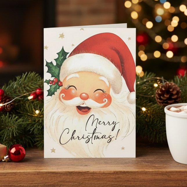 Nostalgic Santa Merry Christmas Personalized Holiday Card (Nostalgic Santa Merry Christmas Personalized Holiday Card)