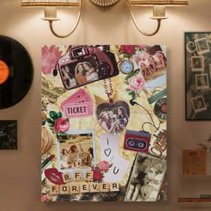 Nostalgic Scrapbook BFF Forever Photo Collage Canvas Print