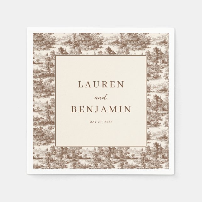 Nostalgic Sepia Pastoral Landscape Napkin (Front)