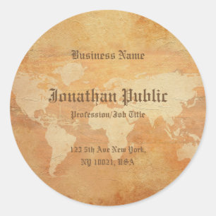 Nostalgic Template Old Paper Look World Map Classic Round Sticker