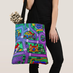 Nostalgic track carpet Car Road, 90s nostalgia Tote Bag