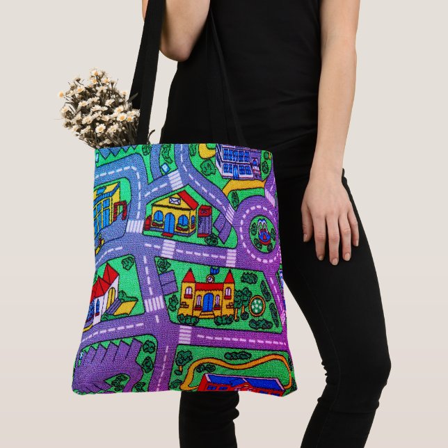 Nostalgic track carpet Car Road, 90s nostalgia Tote Bag (Close Up)