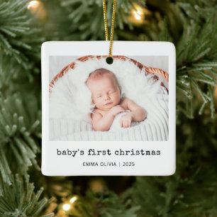 Nostalgic Type Baby's First Christmas Photo Ceramic Ornament