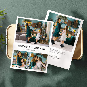 Nostalgic Type   Merry Christmas Family Photo Grid Holiday Card