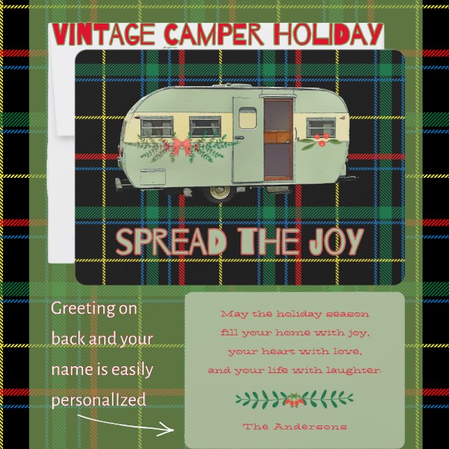 Nostalgic Vintage Camper Spread the Joy Holiday Card (Creator Uploaded)
