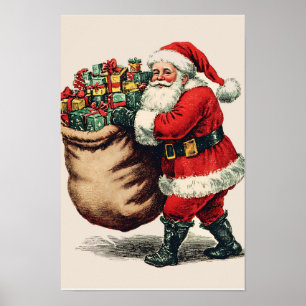 Nostalgic Vintage Christmas Santa Poster