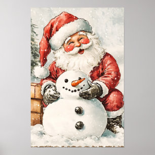 Nostalgic Vintage Christmas Santa Poster