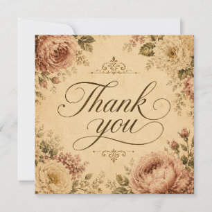 Nostalgic Vintage Flowers Thank You Card