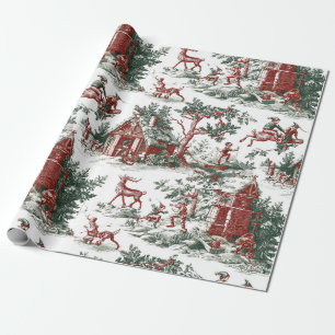 Nostalgic Vintage Red Green Christmas Wrapping Paper