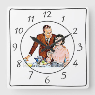Nostalgic Vintage Retro Couple Kitchen Clock