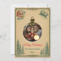 Nostalgic Vintage Retro Style Christmas Card