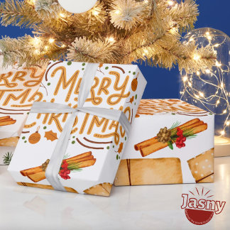 Nostalgic Winter Cinnamon Pine Christmas Wrapping Paper