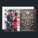 Nostalgic WOOD Christmas Greetings Vertical Photo Holiday Card<br><div class="desc">This elegant Holiday / Christmas Card features an ornate lettering with the words "Merry Christmas AND HAPPY NEW YEAR" and a vertical photo. This design has a chic and vintage feel with a modern twist. Wood is printed effect Available also in red and blue Complete the cards adding your names...</div>
