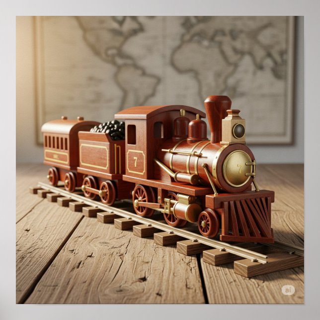 Nostalgic Wooden Train Poster (Front)