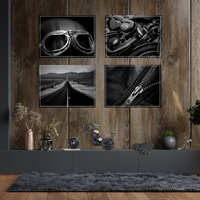 Nostalgie de moto Noir et blanc ensemble d'impress (Créateur téléchargé)