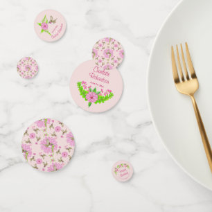 Nostalgie rose et vert Confetti de table florale