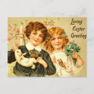 Nostalgique antique de carte postale de lapins