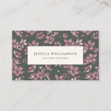 Nostalgique Carte de visite rose floral