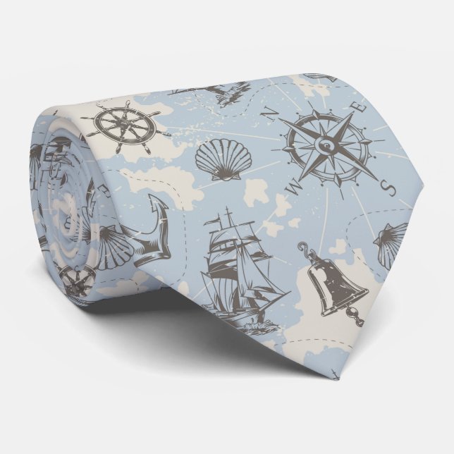 Nostalgique nautique bleu motif cravate (Roulé)
