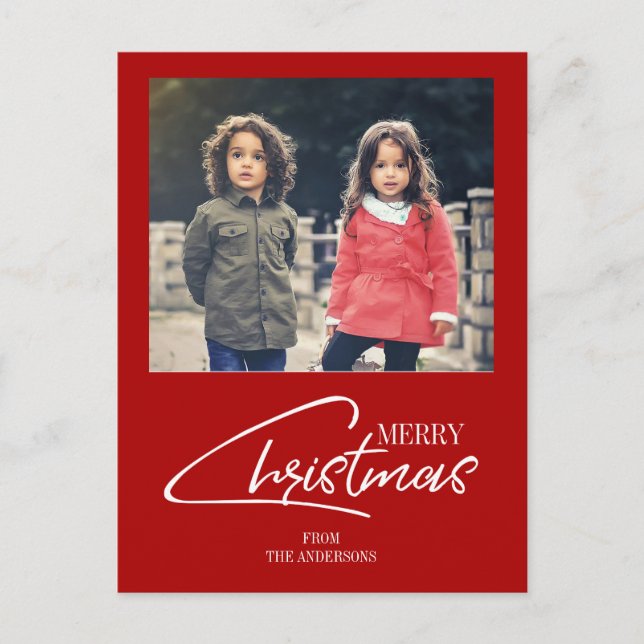 Nostalgique Noël Script Holiday Photo Carte postal (Devant)