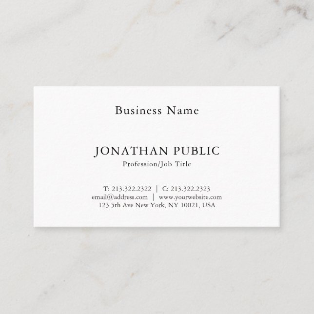Nostalgy Classic Look Creative Minimalist Plain Business Card (Front)