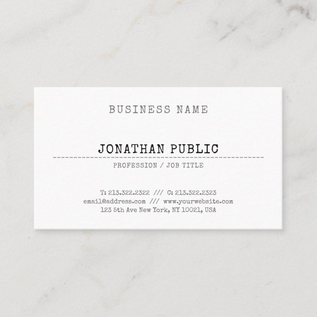 Nostalgy Classic Vintage Look Fashionable Plain Business Card (Front)