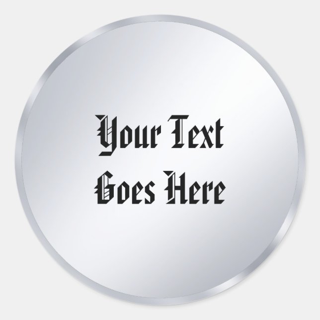 Nostalgy Old Style Text Calligraphy Script Silver Classic Round Sticker (Front)