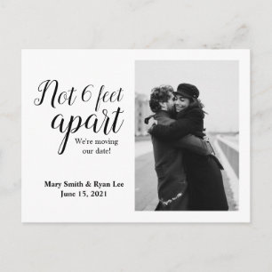 Not 6 Feet Apart Black Calligraphy Postponement Postcard