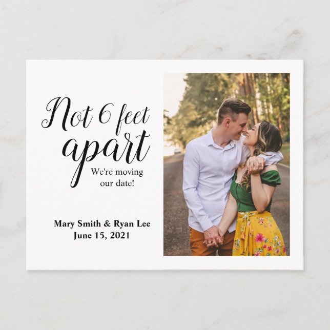 Not 6 Feet Apart Wedding Update Save the Date Postcard (Front)