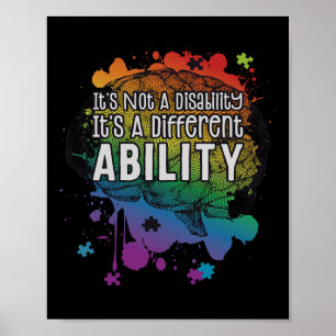 Not A Disability A Different Ability Autism Awaren Poster