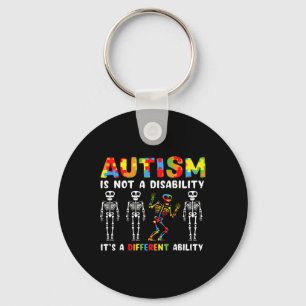 Not A Disability Different Ability Skeleton Autism Keychain