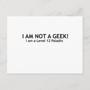 Not a geek, funny geeky shirt postcard