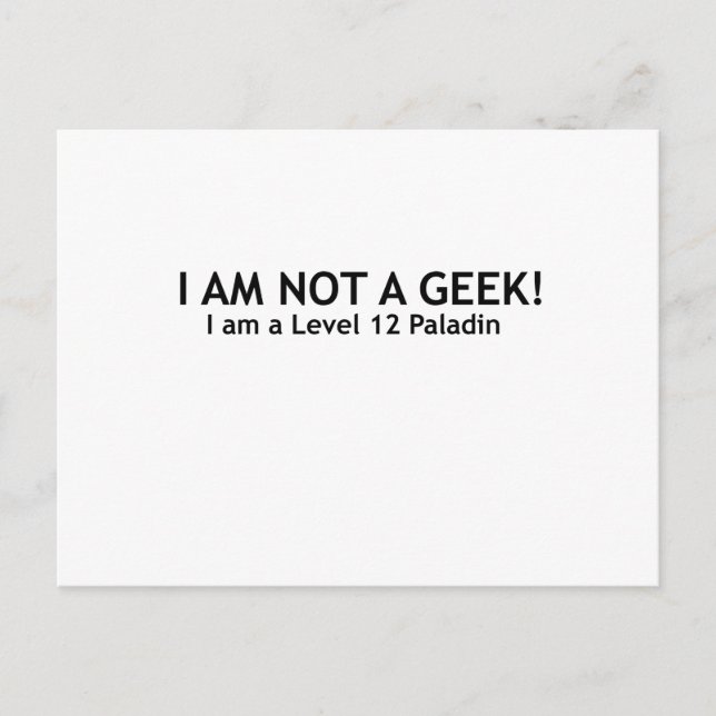 Not a geek, funny geeky shirt postcard (Front)