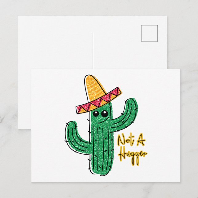 Not A Hugger Cactus Mexican Sombrero  Postcard (Front/Back)