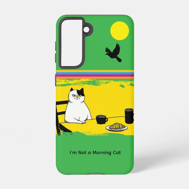 Not a Morning Cat Grumpy Cat Galaxy Case – Green (Back)