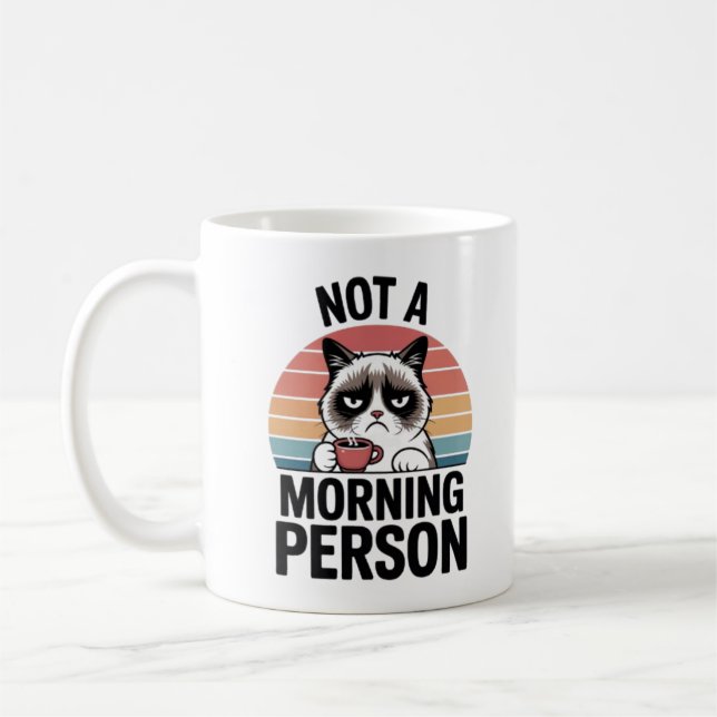 Not A Morning Person Grumpy Cat Funny Coffee Mug C (Left)
