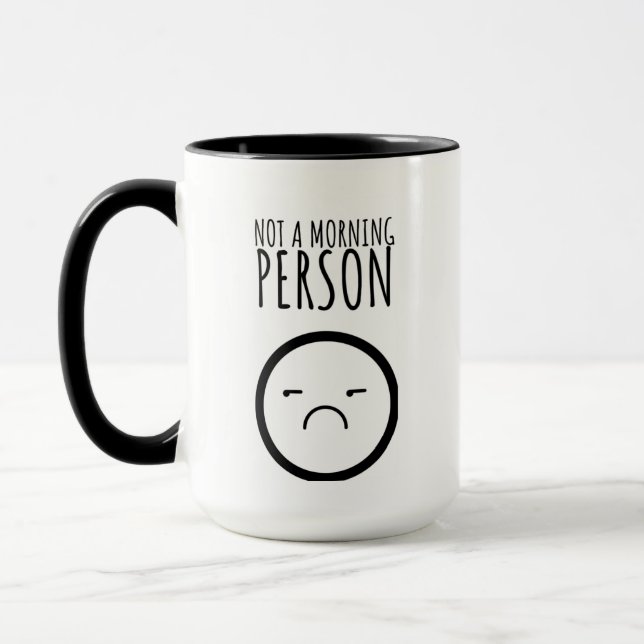 Not A Morning Person Grumpy Face Mug (Left)