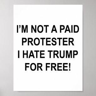 Not A Paid Protester - I Hate Trump For Free 1 Poster