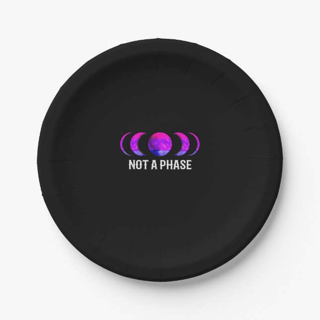 _Not a Phase_ - Bisexual Pride Moon T-Shirt Paper Plate (Front)
