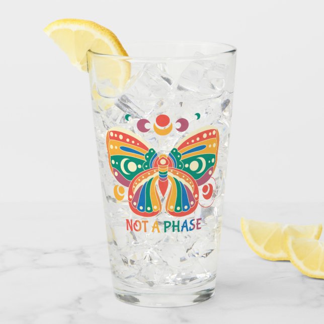 Not A Phase – Colourful Butterfly LGBTQ Pride Glass (Front Ice)