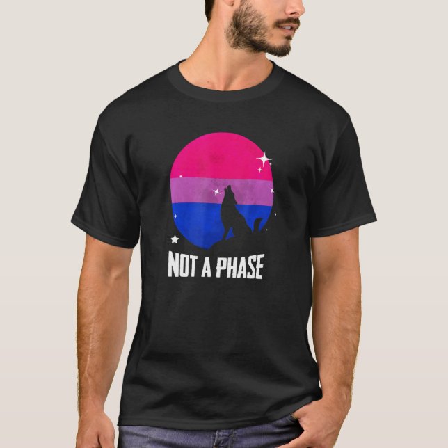 Not A Phase Moon Bisexual Flag Colours Lgbtq Bi Pr T-Shirt (Front)