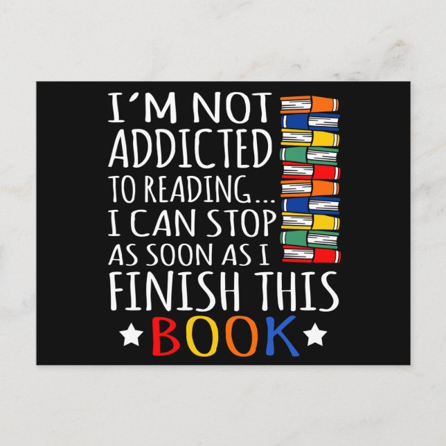 Not Addicted To Reading Funny Book Reader Reading Holiday Postcard (Front)