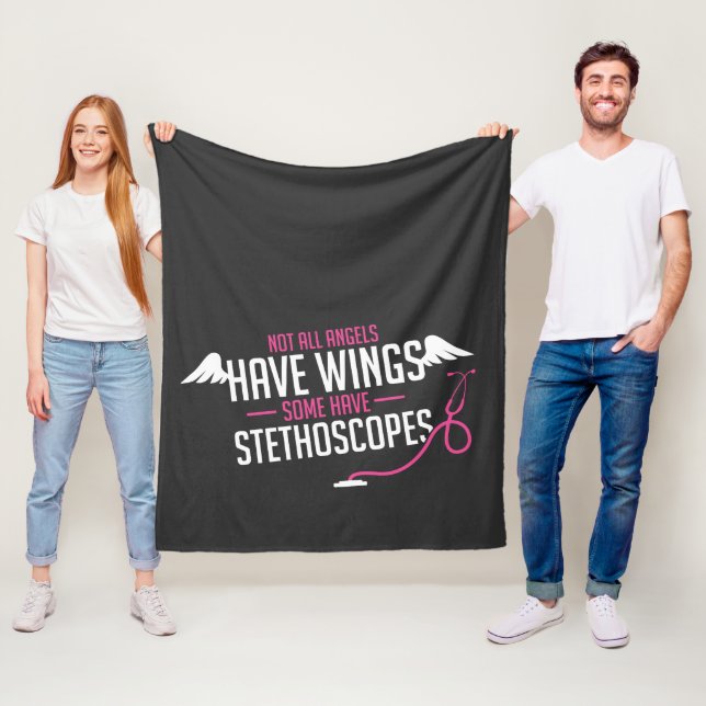 Not All Angels Have Wings Nurse Stethoscope Fleece Blanket (In Situ)